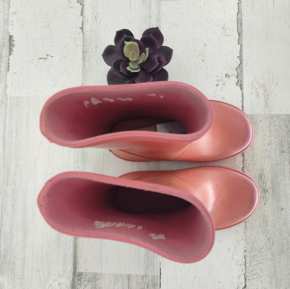 Hunter Girls Pink Rain Boots Slip On Classic - Picture 3 of 5